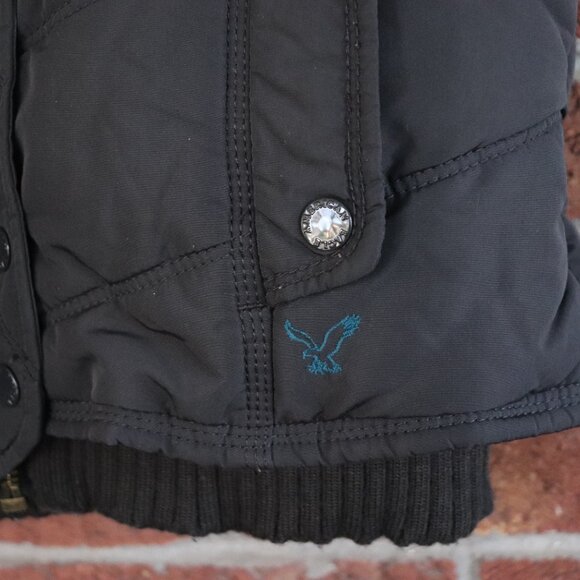 american eagle vest * hooded * size small * black - Picture 3 of 14